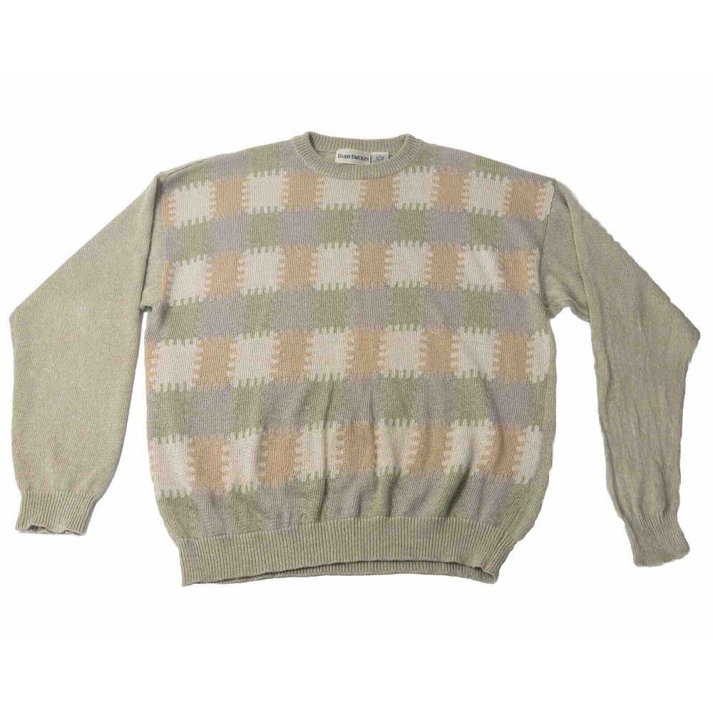 Vintage Barry Bricken Sweater Womens Large Puzzle Pieces Linen‎ Silk